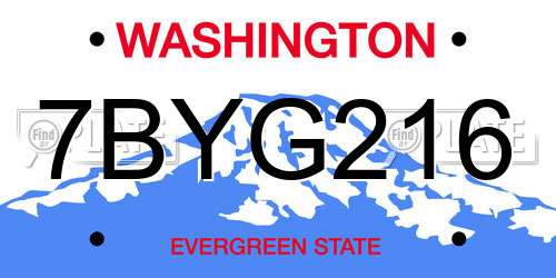 7BYG216 Washington License Plate