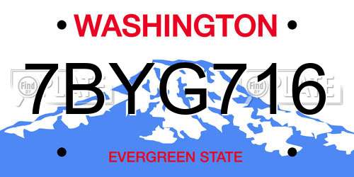 7BYG716 Washington License Plate