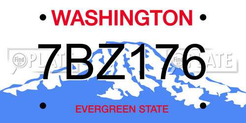 7BZ176 Washington License Plate