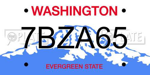 7BZA65 Washington License Plate