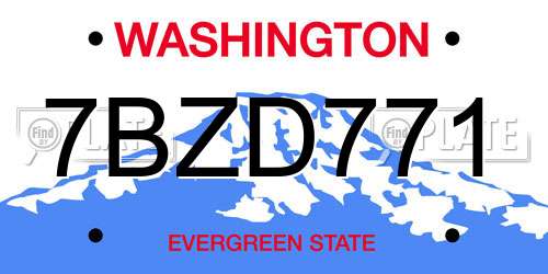 7BZD771 Washington License Plate