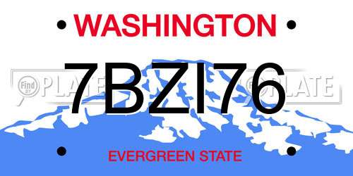 7BZI76 Washington License Plate
