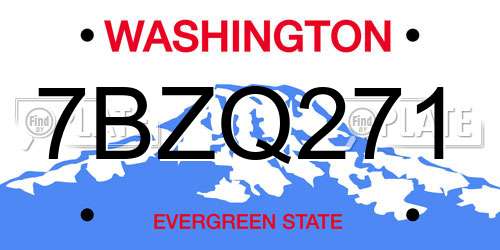 7BZQ271 Washington License Plate