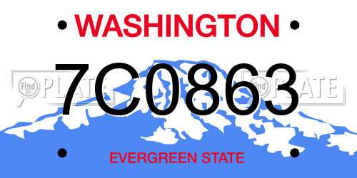7C0863 Washington License Plate