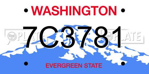7C3781 Washington License Plate