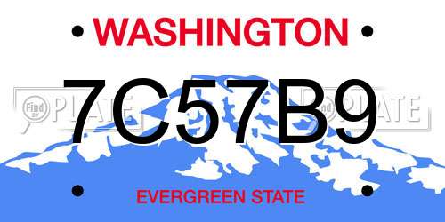 7C57B9 Washington License Plate