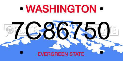 7C86750 Washington License Plate