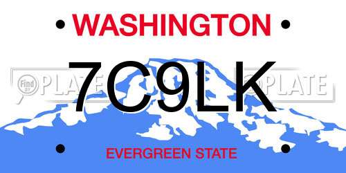 7C9LK Washington License Plate