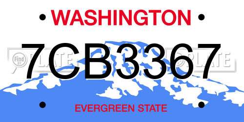 7CB3367 Washington License Plate