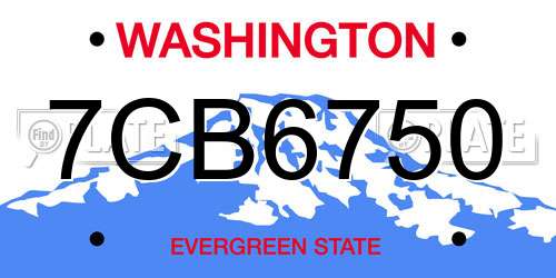 7CB6750 Washington License Plate