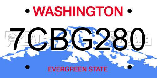 7CBG280 Washington License Plate