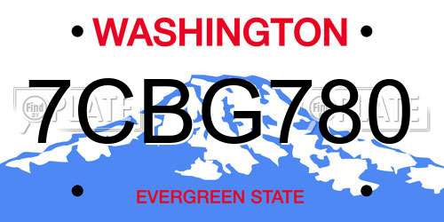7CBG780 Washington License Plate