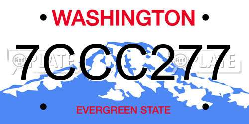 7CCC277 Washington License Plate