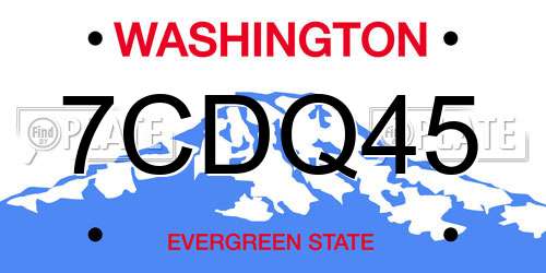 7CDQ45 Washington License Plate