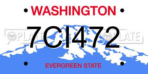 7CI472 Washington License Plate