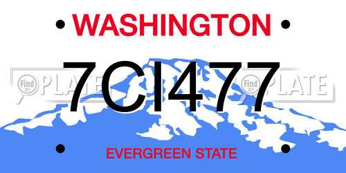 7CI477 Washington License Plate