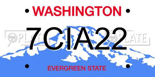 7CIA22 Washington License Plate