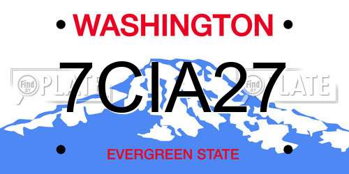 7CIA27 Washington License Plate