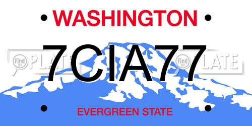 7CIA77 Washington License Plate