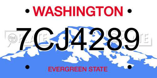 7CJ4289 Washington License Plate