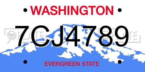 7CJ4789 Washington License Plate