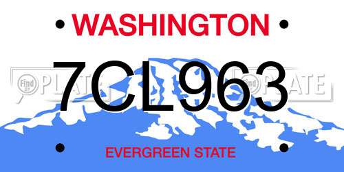 7CL963 Washington License Plate