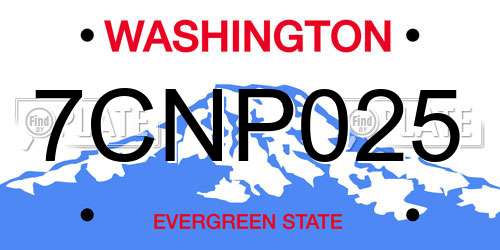 7CNP025 Washington License Plate