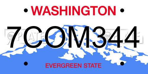 7COM344 Washington License Plate