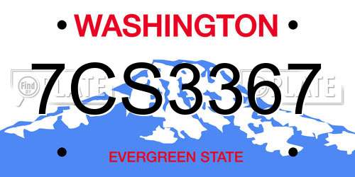 7CS3367 Washington License Plate