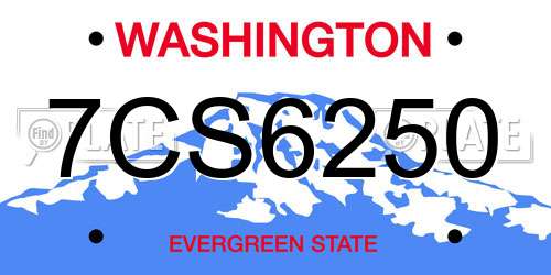 7CS6250 Washington License Plate