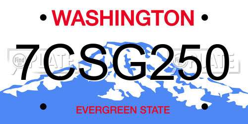 7CSG250 Washington License Plate