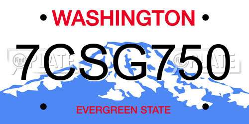 7CSG750 Washington License Plate