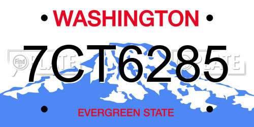 7CT6285 Washington License Plate