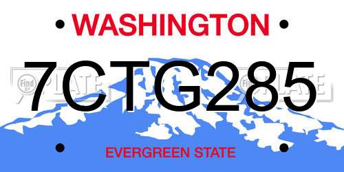 7CTG285 Washington License Plate