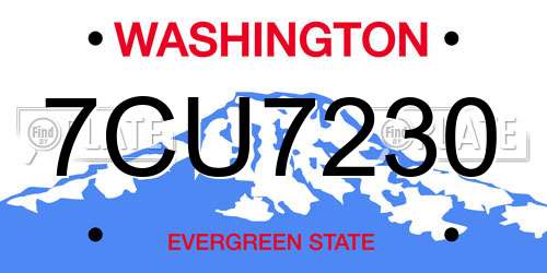 7CU7230 Washington License Plate