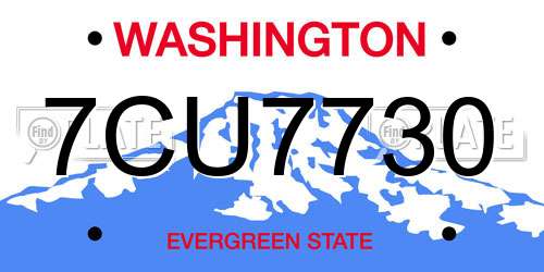 7CU7730 Washington License Plate
