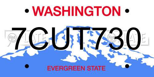 7CUT730 Washington License Plate