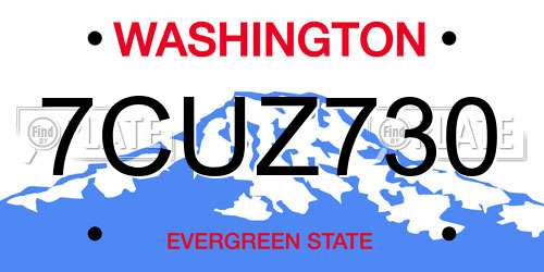 7CUZ730 Washington License Plate