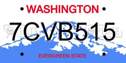 7CVB515 Washington License Plate