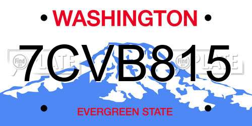 7CVB815 Washington License Plate