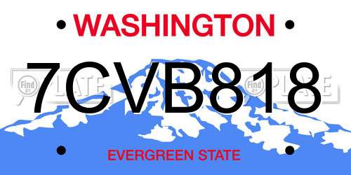 7CVB818 Washington License Plate