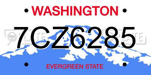 7CZ6285 Washington License Plate