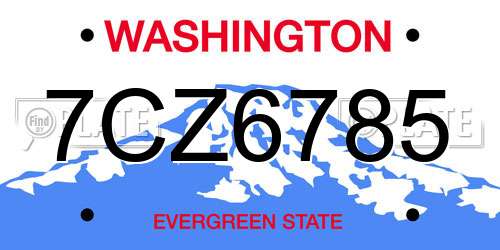 7CZ6785 Washington License Plate