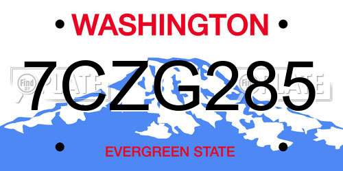 7CZG285 Washington License Plate