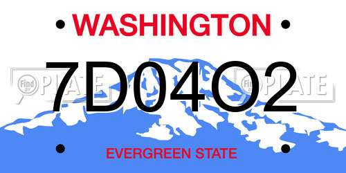 7D04O2 Washington License Plate