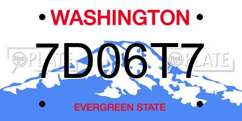 7D06T7 Washington License Plate