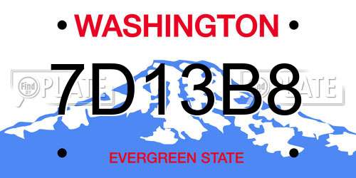 7D13B8 Washington License Plate