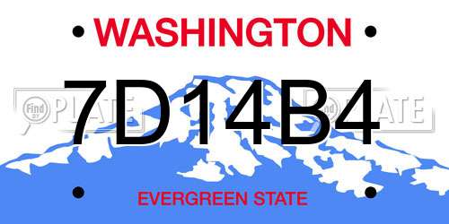7D14B4 Washington License Plate