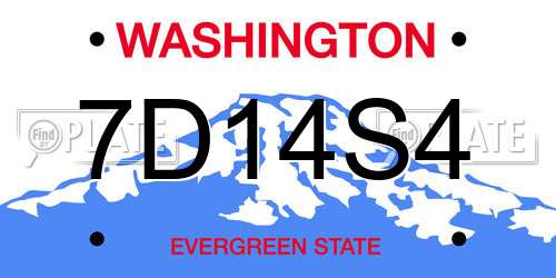 7D14S4 Washington License Plate