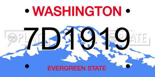 7D1919 Washington License Plate